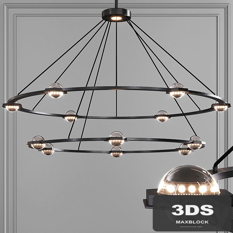 Restoration Hardware ECLATANT ROUND 2-TIER CHANDELIER 60 Black