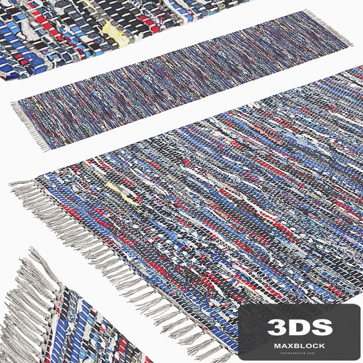 Patterned Woven Mat - Blue