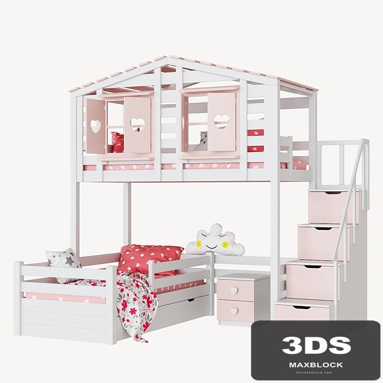 Children's 2-level bed lodge Bilbao set 2