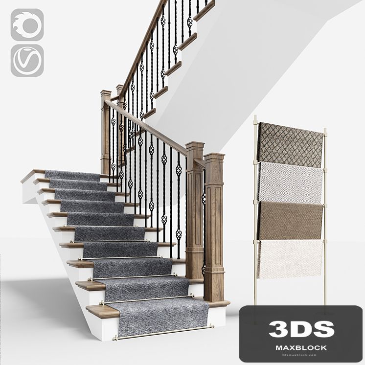 Classical staircase with carpet