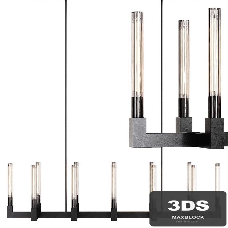 Restoration Hardware CANNELE LINEAR CHANDELIER 67 Black