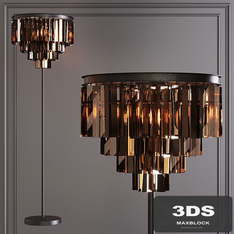 Restoration Hardware 1920S ODEON SMOKE GLASS FLOOR LAMP 4-TIER Black