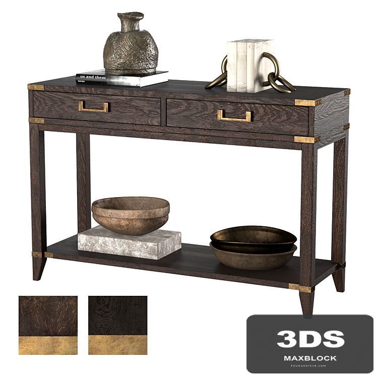 CAYDEN CAMPAIGN 2-DRAWER CONSOLE TABLE dark