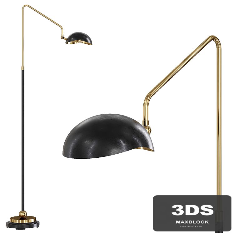 Restoration Hardware CONVESSI FLOOR LAMP Black and Brass
