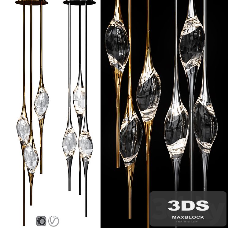 IL PEZZO 12 ROUND CHANDELIER Nickel and Gold