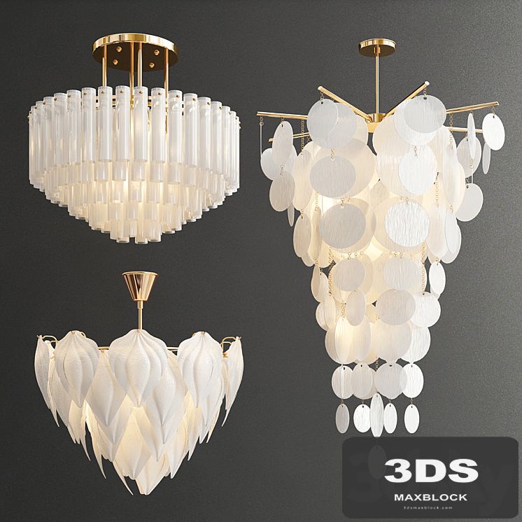 Decorative White Glass Chandelier - 3 type