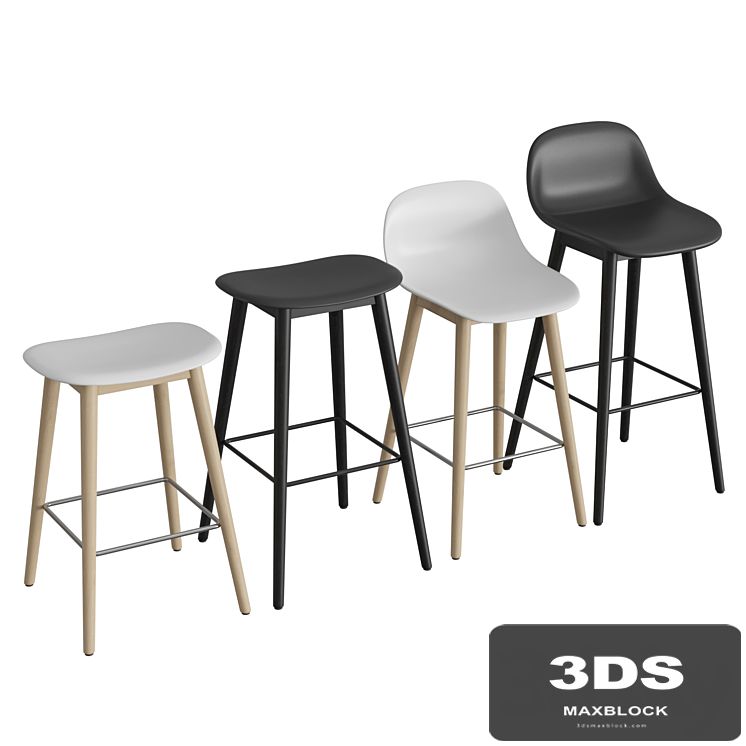 Fiber Bar Stool Wood Base