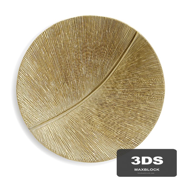 Round wall panel leaf curcle gold