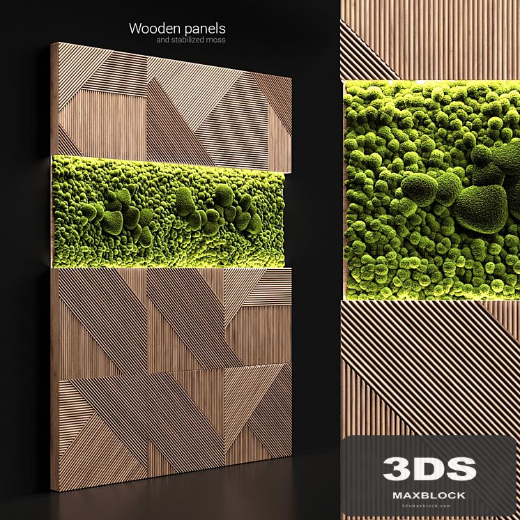 Wooden panels and stabilized moss