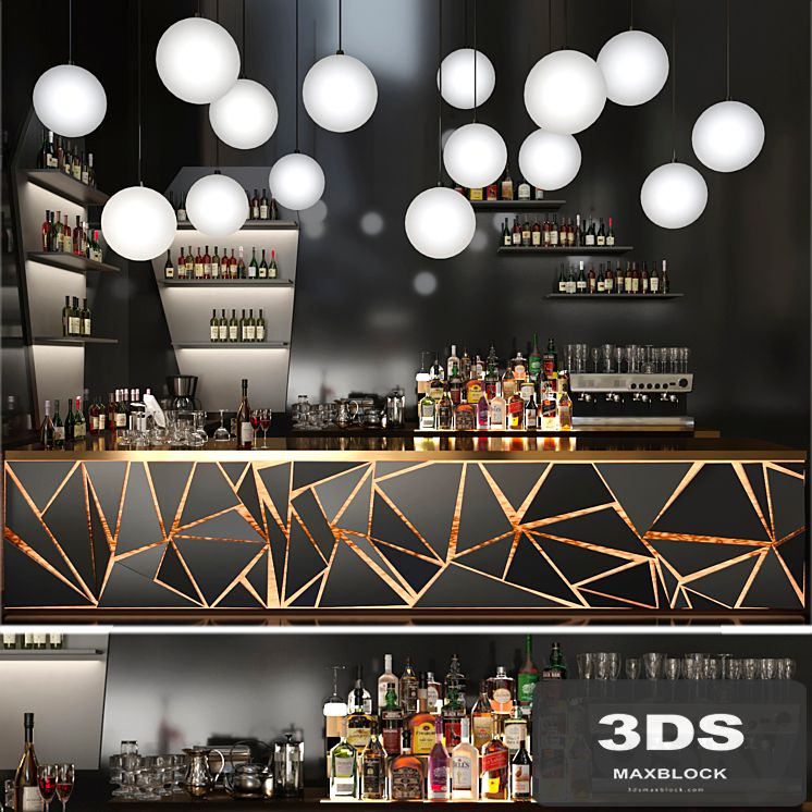 A bar counter with a beautiful backlight and a collection of alcohol. Restaurant