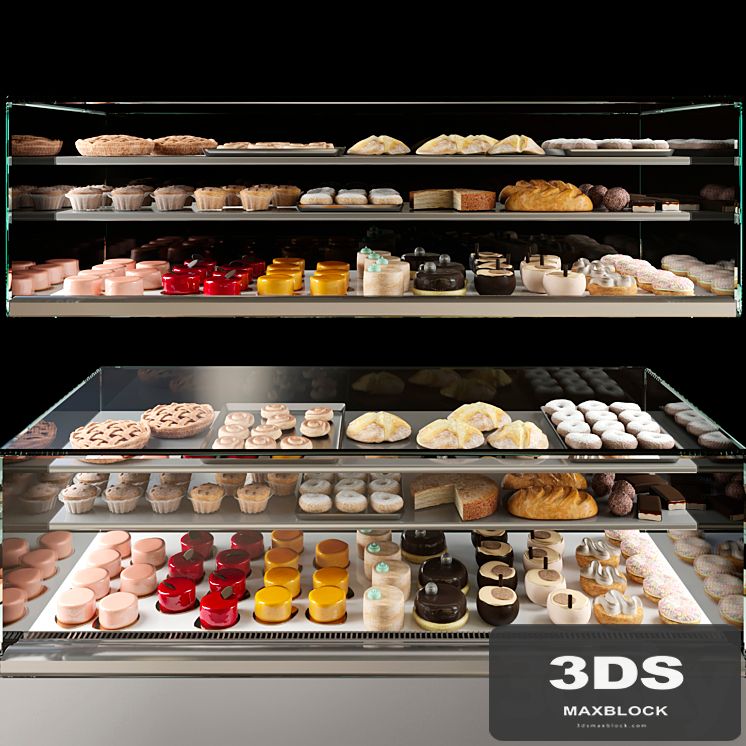 Showcase in a pastry shop with desserts, sweets and other different cakes 4