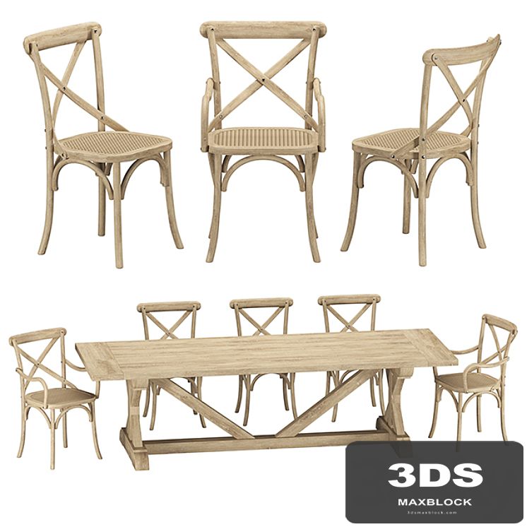 Restoration Hardware - Madeleine Chairs with Salvaged Table