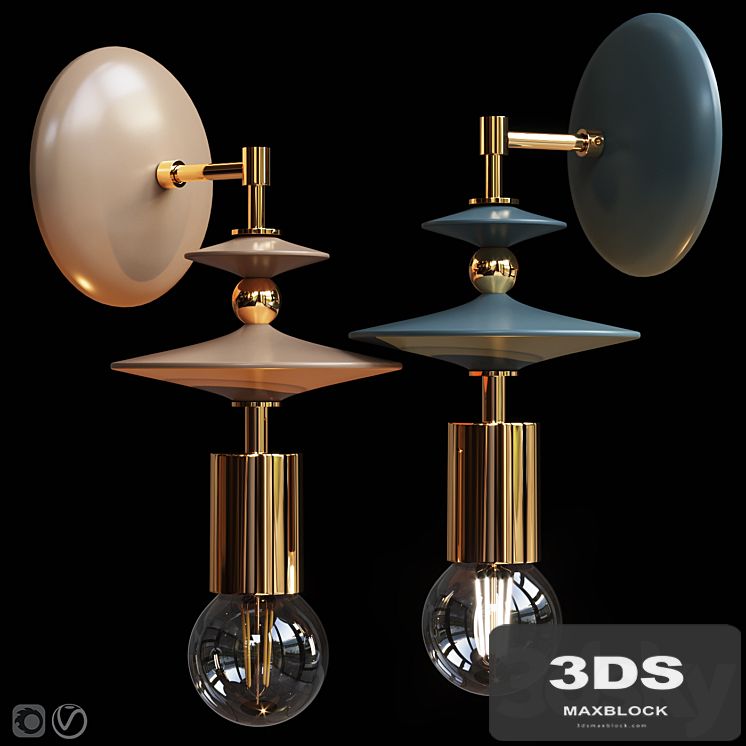 Wall lamp Beaded Saucers Sconce Gray, Terracotta