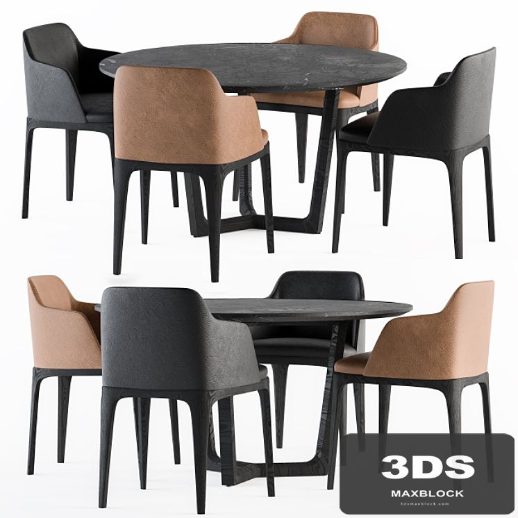 Poliform Dinning-Round Table and Grace Chair