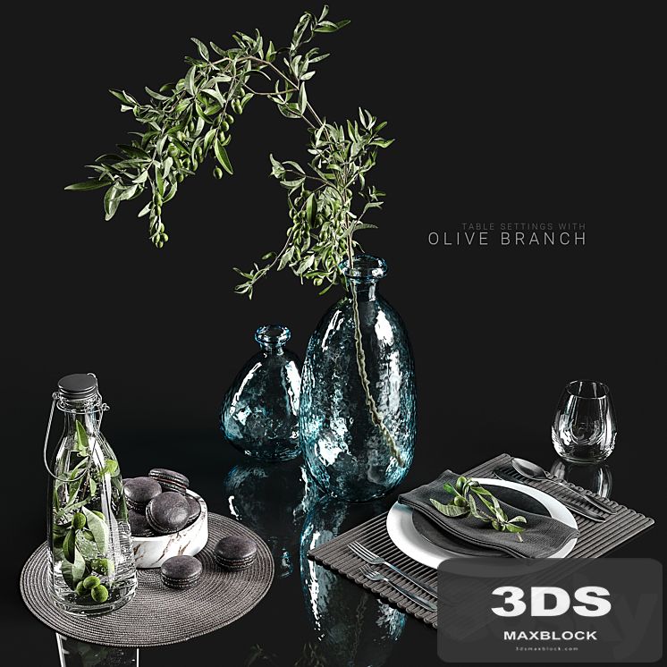 Table settings with olive branch
