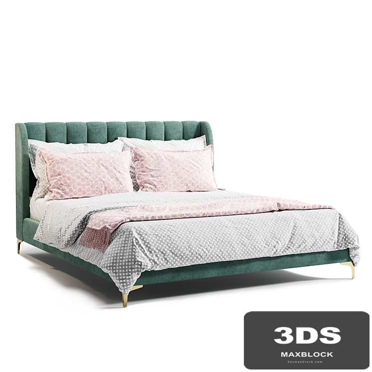 Life Interiors / Georgia Velvet King Bed (Emerald)