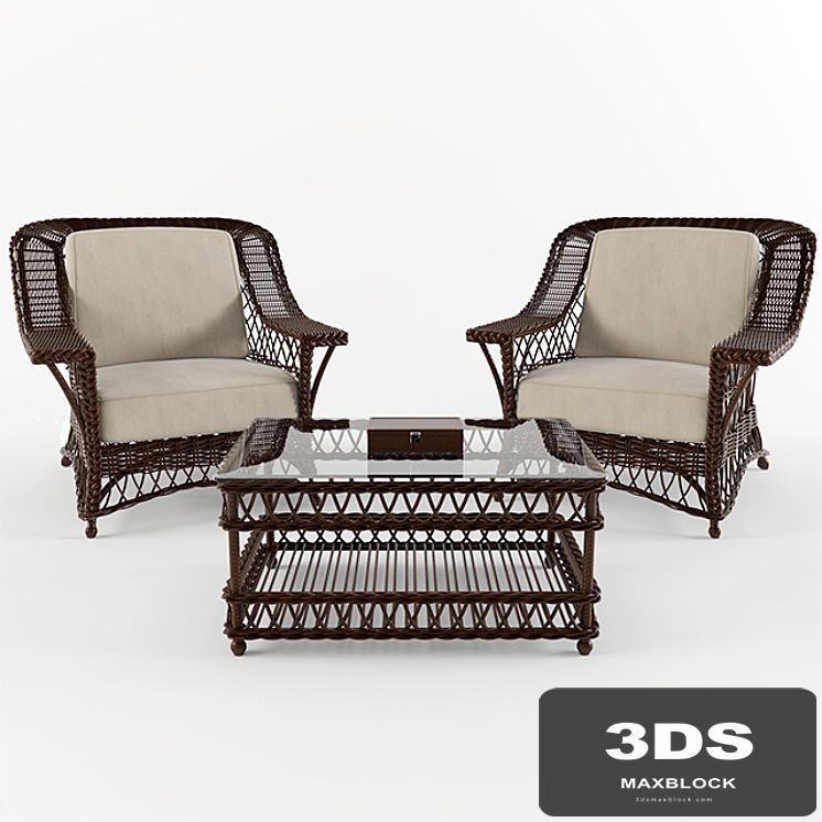 Wicker chairs and a table