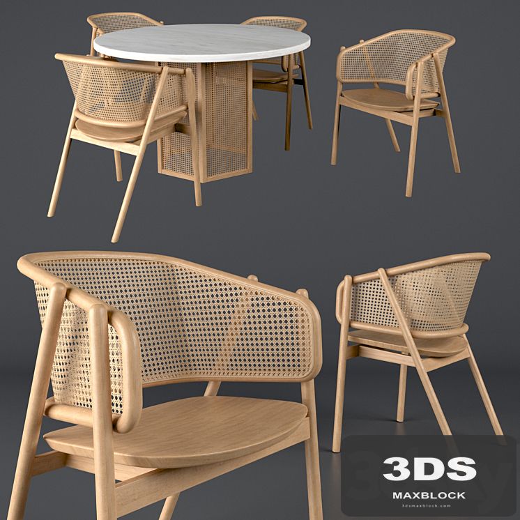 Cane armchair-01 with Atrium dining table