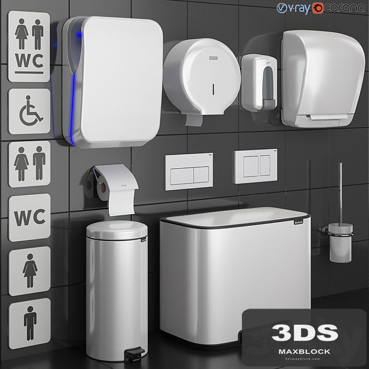 Bathroom accessories set 73 White (Grohe, Jofel, Brabantia, BXG, Katrin, Viega)