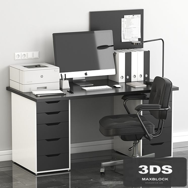 Ikea Office Workplace with Alex Table and Alefjall Chair