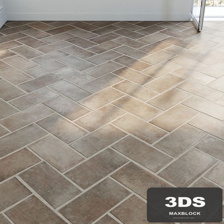 Ceramic tile set 01 - Terracotta Herringbone