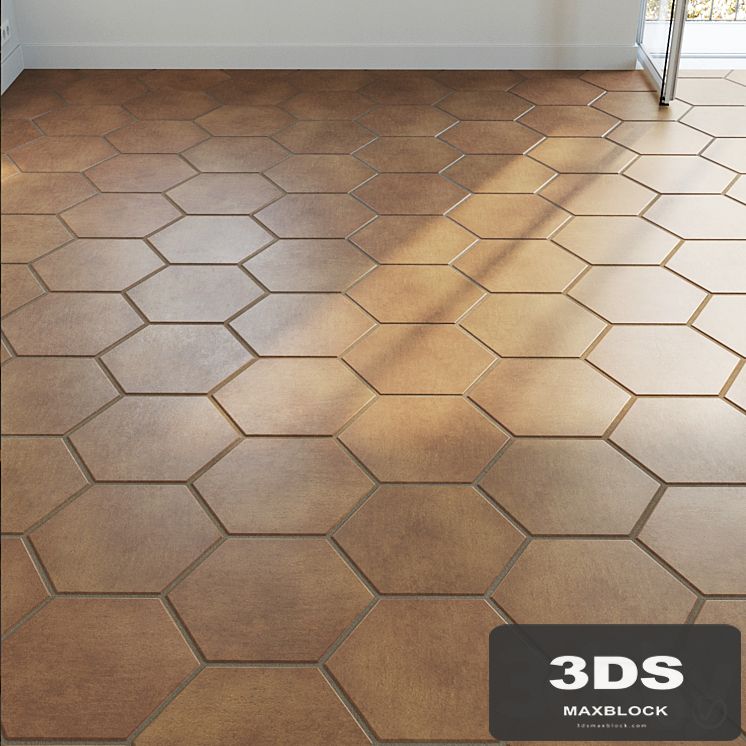Ceramic tile set 03 - Hexagon Natural Terracotta