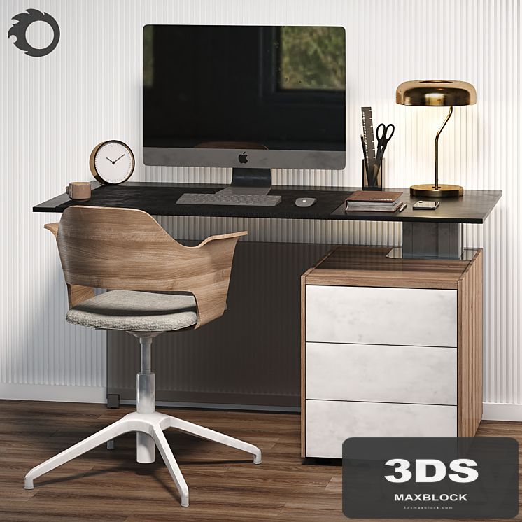 Workplace with BENE table and IKEA chair
