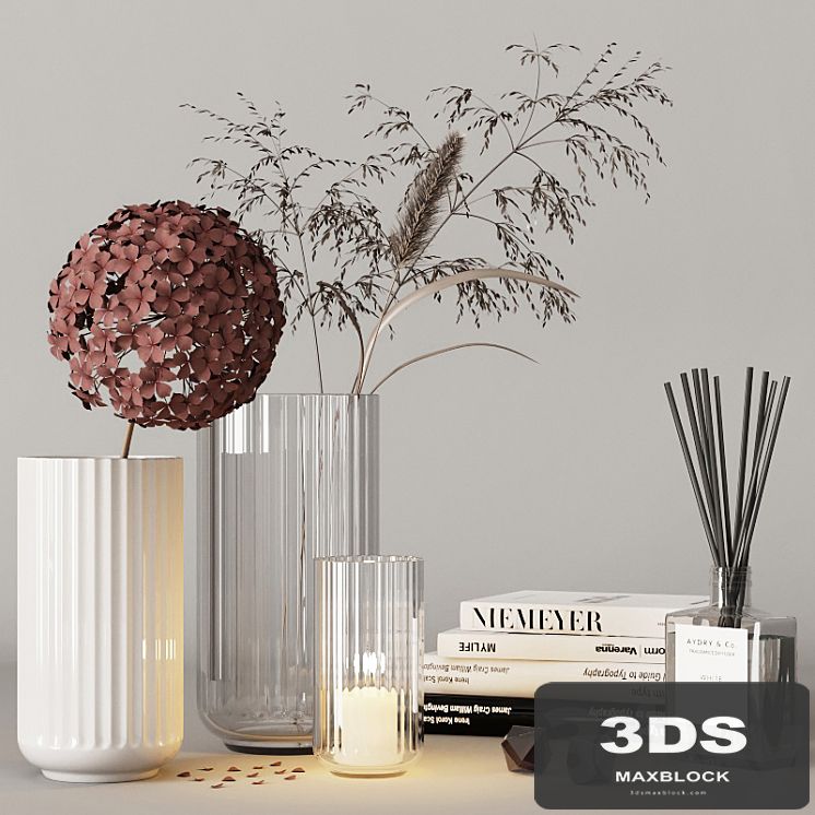 decorative set with hydrangea and field plants 08