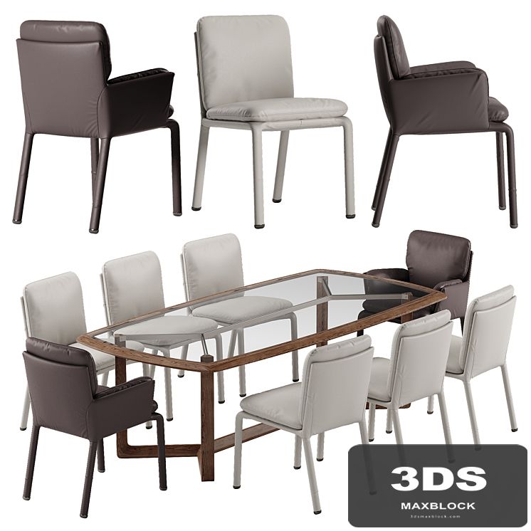 Natuzzi Ambra chair Amber table set