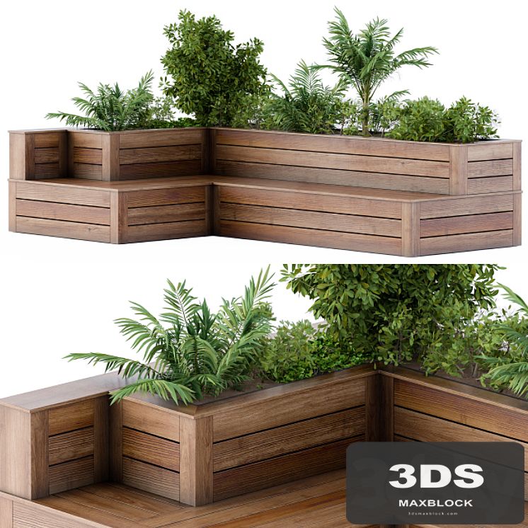 Roof Garden- Back Yard Furniture Bench with Flower Box