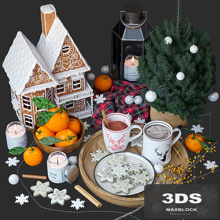 Decorative set with gingerbread house