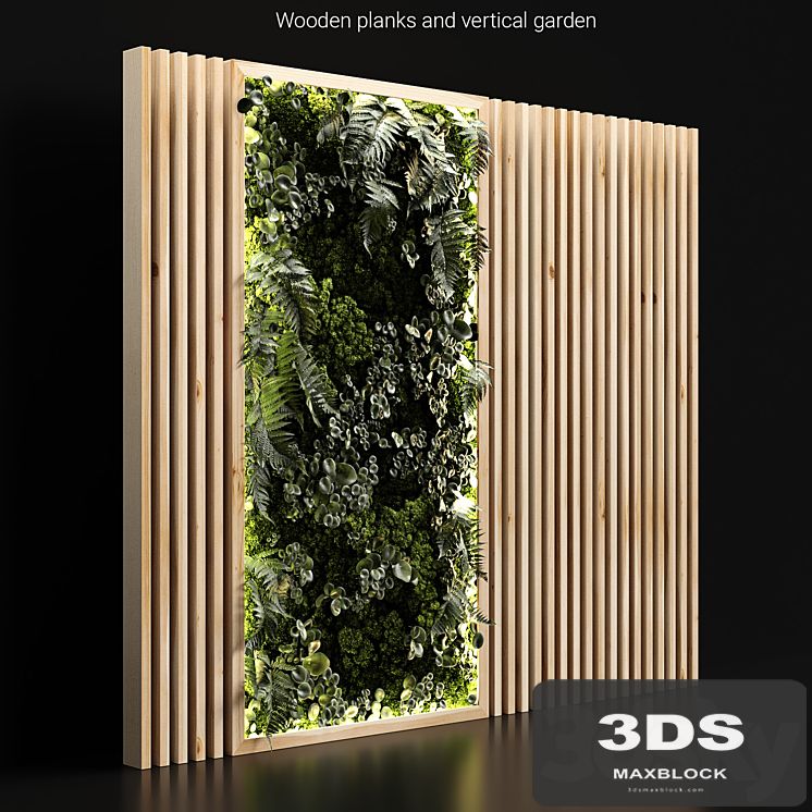 Wooden planks and vertical garden