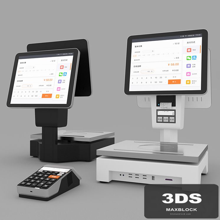 cashier with QR code scanner