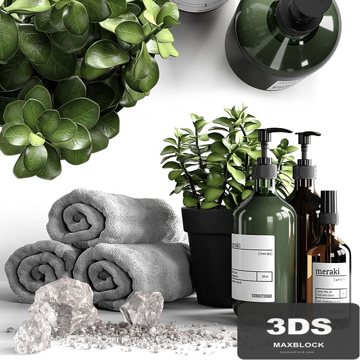 Bathroom decorative set with salt