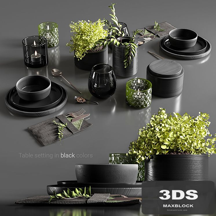 Table setting in black colors