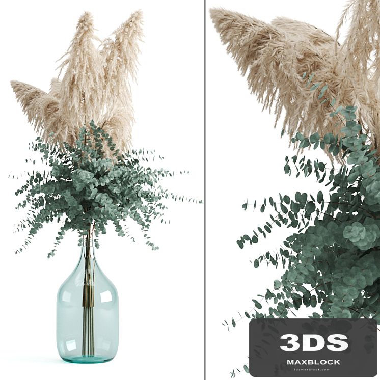 Cortaderia and eucalyptus in a large bottle