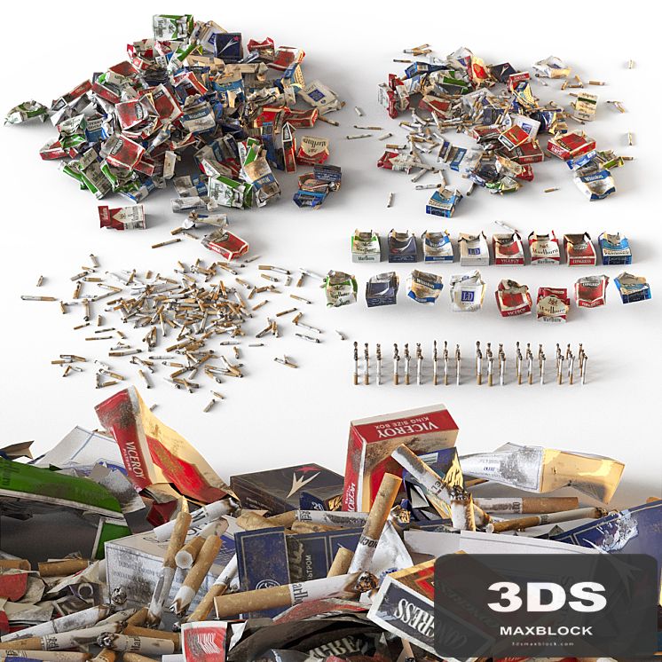 Packs of cigarettes and cigarette butts