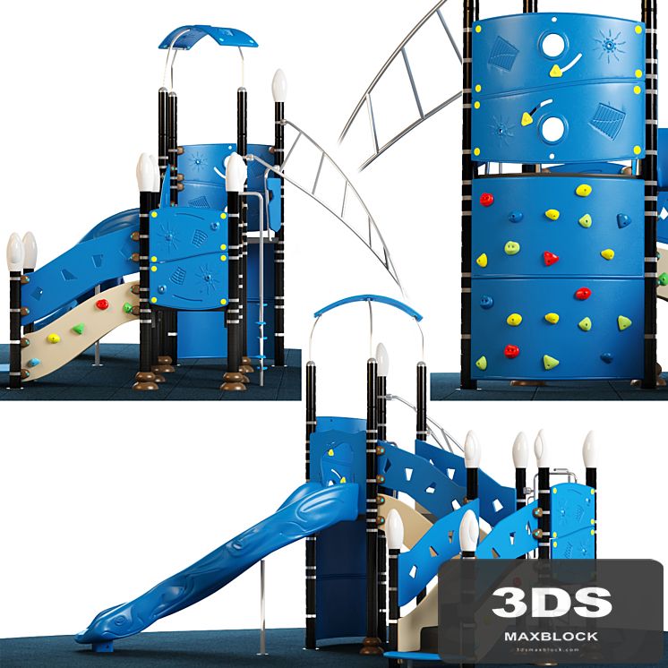 Kids playground equipment with slide climbing 03