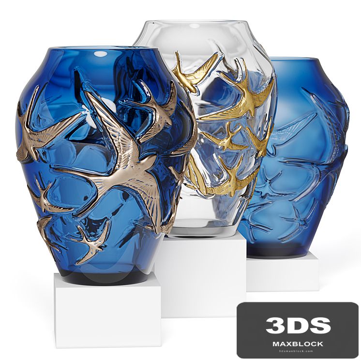 Lalique vase hirondelles