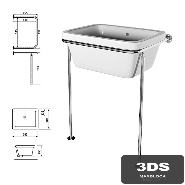 Wall-mounted washbasin with frame T-Way Doris-25