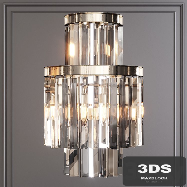 Restoration Hardware 1920S ODEON CLEAR GLASS FRINGE SCONCE 3-TIER Nickel
