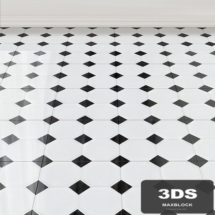 FestivalWhite and Black Dot Octagonal II Porcelain Mosaic