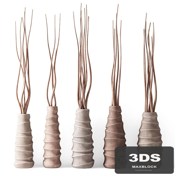 Dry branches in figured vases