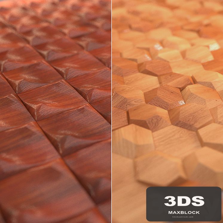 Relief wooden wall tiles