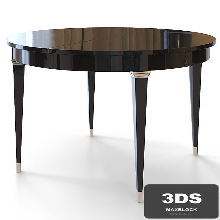 Round dining table in art deco style.