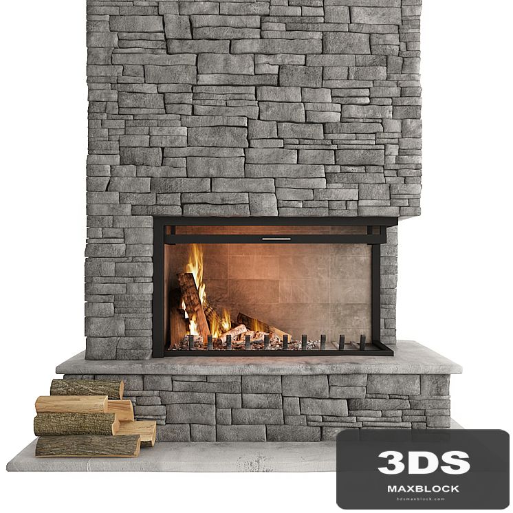 Stone fireplace