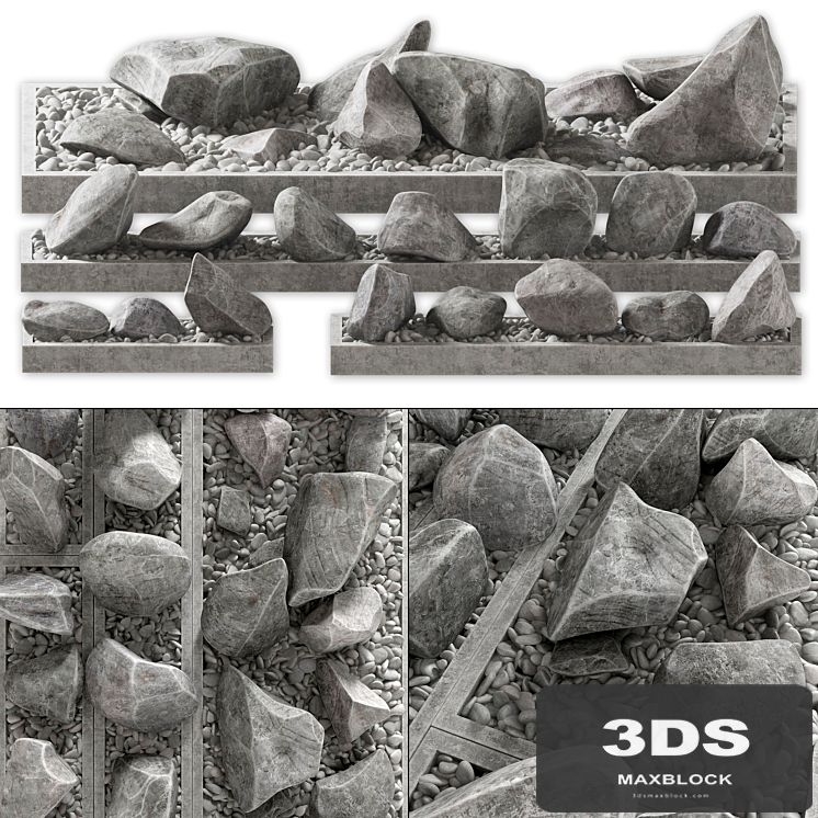 Flowerbed pebble rock decor street