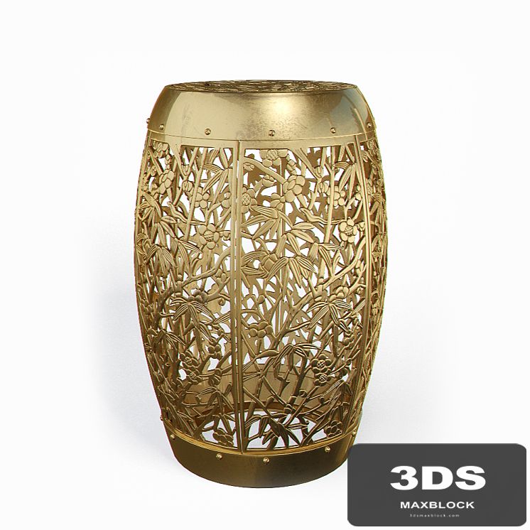 Ottoman Midcentury Asian Inspired Garden Stool