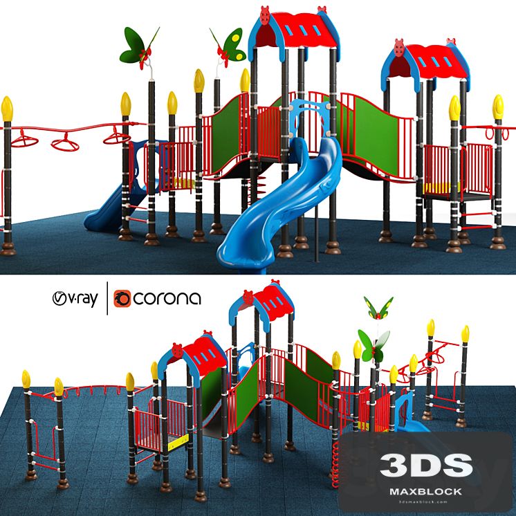 Kids playground equipment with slide climbing 08