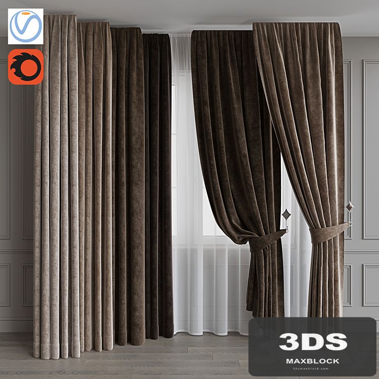 Set of curtains from velvet 37. Beige gamut